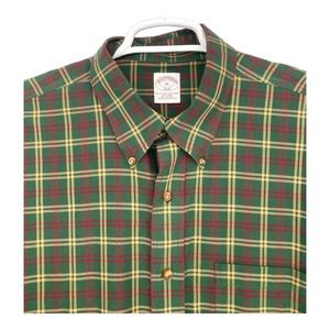 Brook Brothers Checked Shirt Spread Collar Mens Button Up Extra Large XL Sleeves
